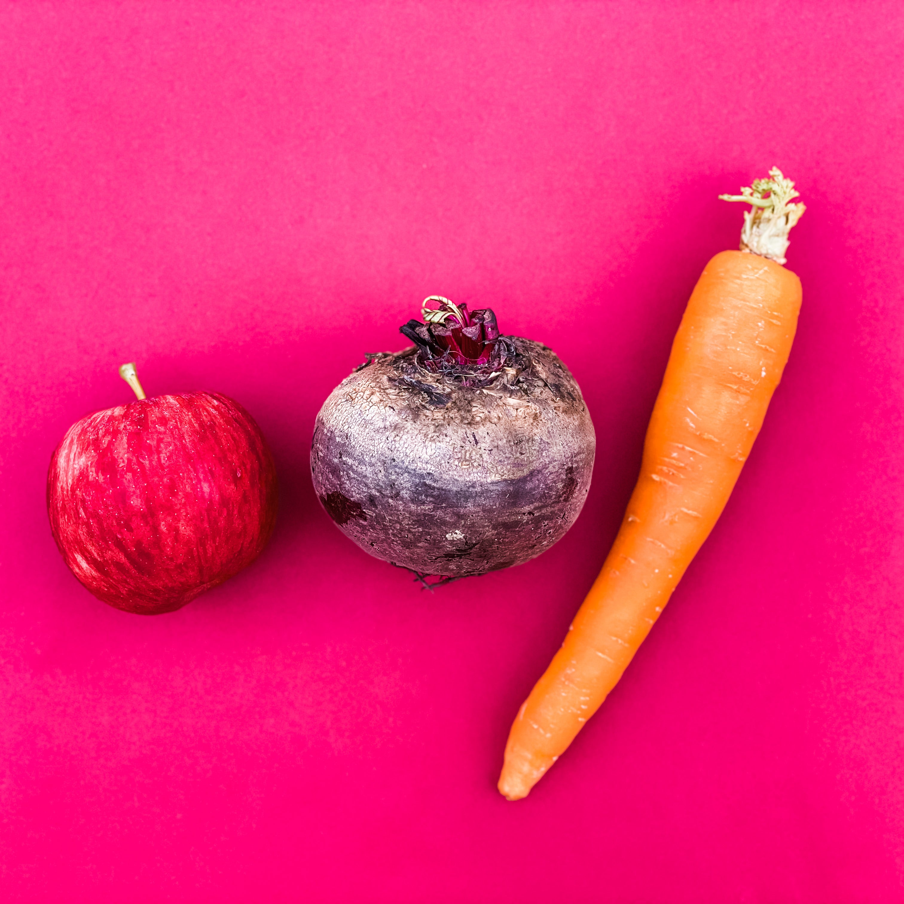 red apple beetroot carrot fruits flatlay